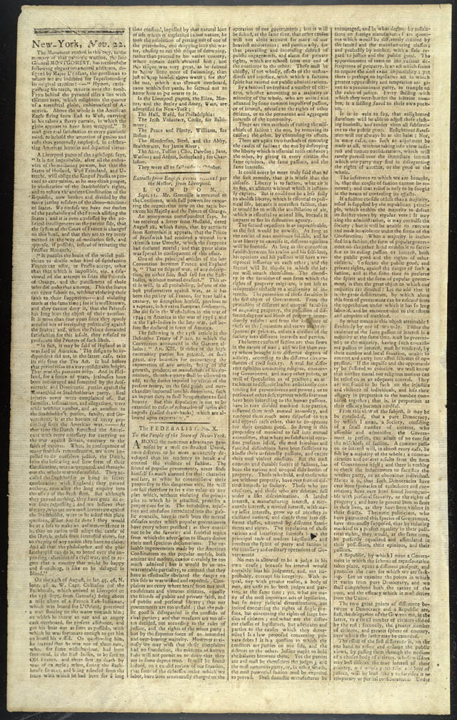 A picture of Federalist #10 from the Library of Congress